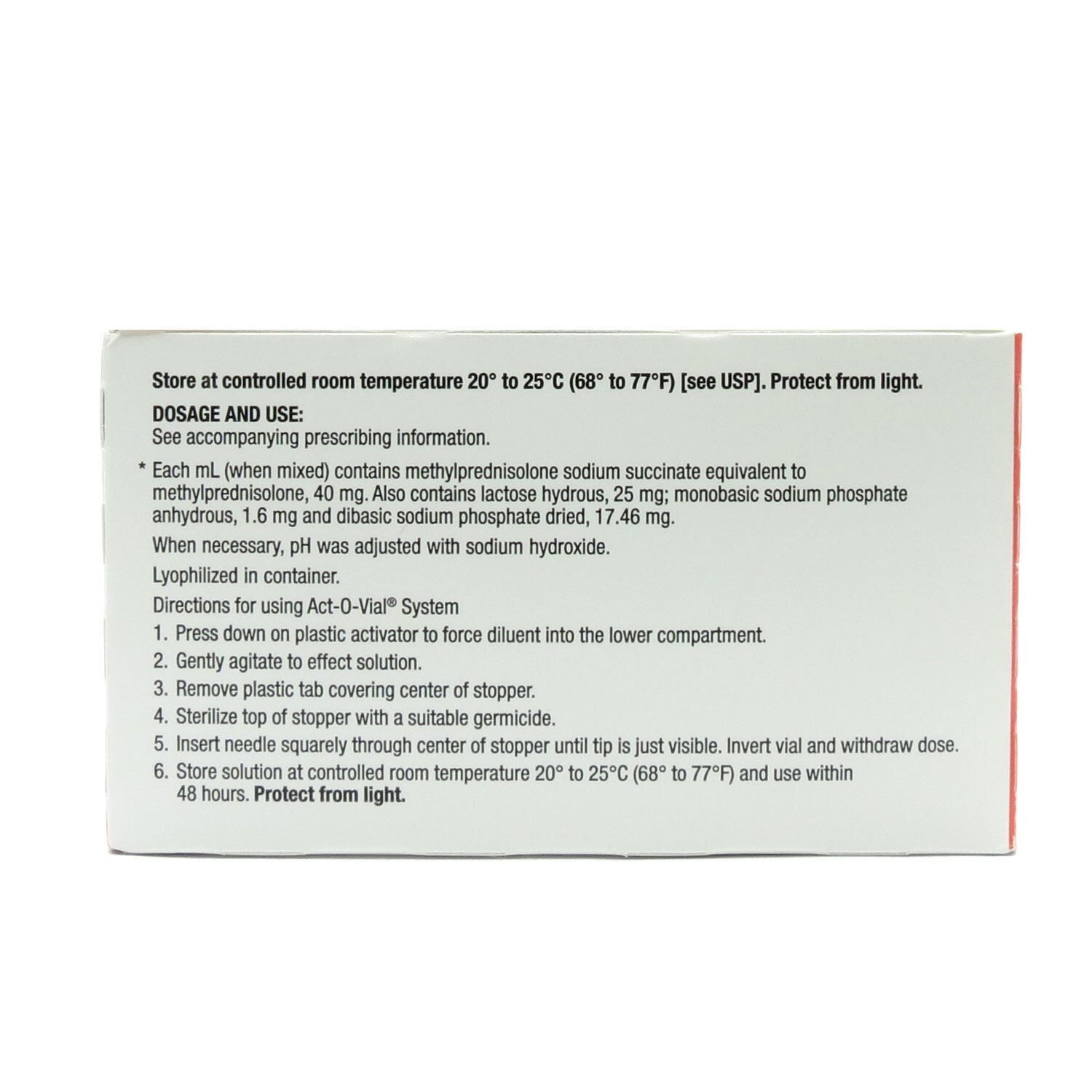 Solu Medrol Methylprednisolone Sodium Succinate SDV Act O Vial