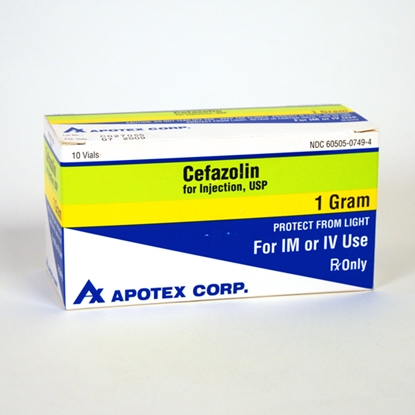 Cefazolin Sodium Injection 1 g/Vial, Single Dose Vial 10 mL, 25/Tray