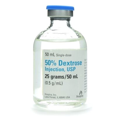 50% Dextrose Injection 0.5 g/mL, Fliptop Single Dose Vial 50 mL, Each