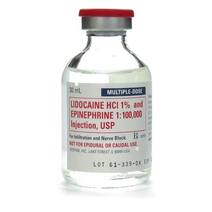 Lidocaine HCl 1% and Epinephrine Injection 10 mg/mL, Fliptop Multiple Dose Vial 30 mL, Each