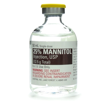 25% Mannitol Injection 250 mg/mL, Single Dose Vial 50 mL, Each