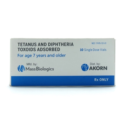 TDVAX™ Tetanus and Diphteria Toxoids Adsorbed Injection 2 Lf - 2 Lf / 0.5 mL, Single Dose Vial 0.5 mL, 10/Tray