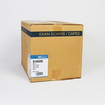 Gown, Exam 30" x 42", 3-Ply T/P/T, White, Disposable, 50/Case