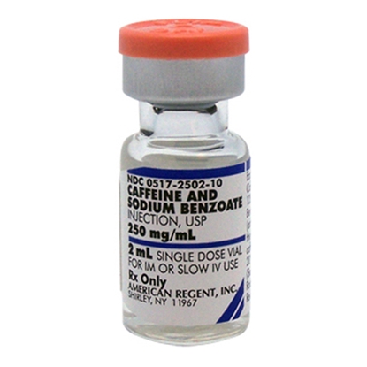 Caffeine and Sodium Benzoate Injection 250 mg/mL, Single Dose Vial 2 mL, 10/Tray