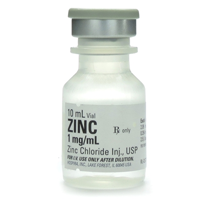 Zinc Chloride Injection 1 mg/mL, Single Dose Vial 10 mL, Each