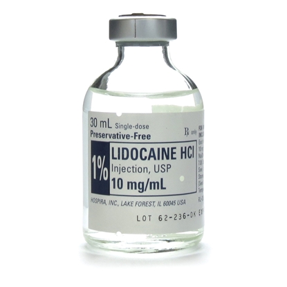 1% Lidocaine HCl Injection 10 mg/mL, Single Dose Vial 30 mL, Each