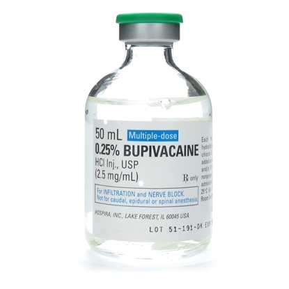 Bupivacaine HCl Injection 0.25%, Multiple Dose Vial 50 mL, Each