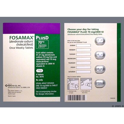 Fosamax + D™ Alendronate Sodium/Cholecalciferol 70 mg Tablets, 4 Count