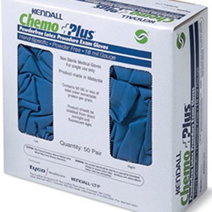 Gloves, Chemotherapy, Latex, Powder-free, Small, 18mLs Thick, Blue, Textured, CHEMO PLUS™, 100/Box