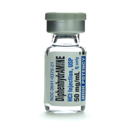 Diphenhydramine HCl Injection 50 mg/mL, Single Dose Vial 1 mL, 25/Tray