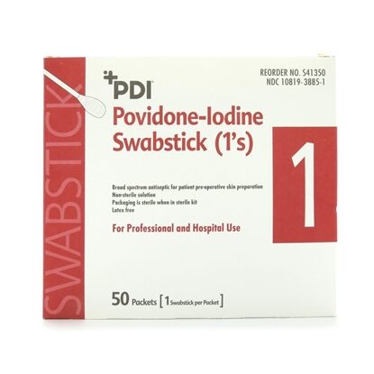 Povidone Iodine Swabstix, Singles, PDI, 50/Box