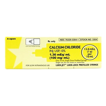 10% Calcium Chloride Injection 100 mg/mL, Prefilled Syringe 10 mL, Each