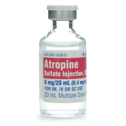 Atropine Sulfate Injection 0.4 mg/mL, Multiple Dose Vial 20 mL, Each