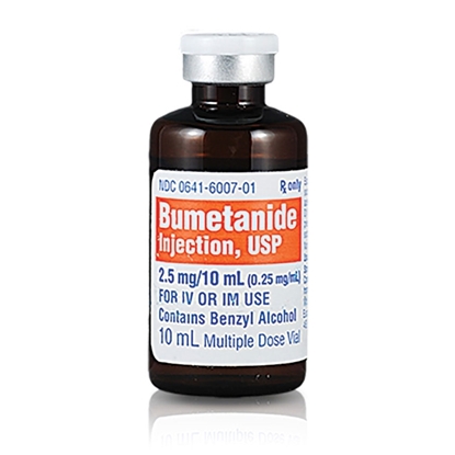 Bumetanide Injection 0.25 mg/mL, Multi Dose Vial 10 mL, 10/Tray