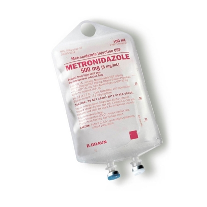 500 mg Metronidazole IV Solution Injection, 100 mL PAB® Partial Additive Bag, Latex/PVC/DEPH-free, 4/Box