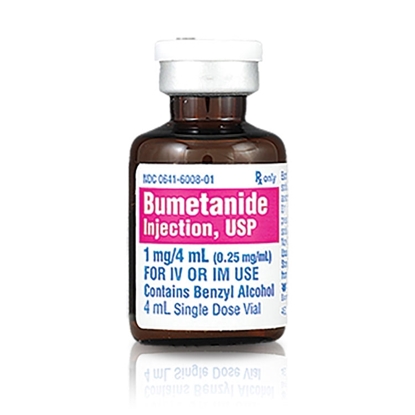 Bumetanide Injection 0.25 mg/mL, Single Dose Vial 4 mL, 10/Tray