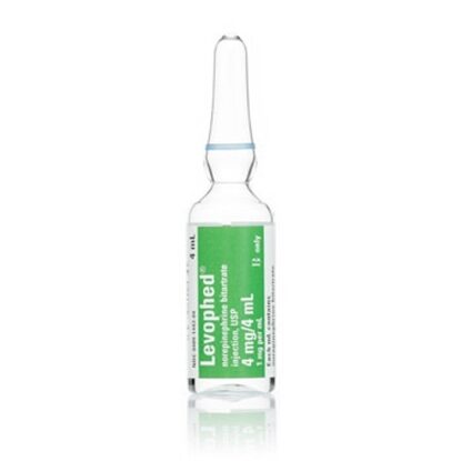 Norepinephrine Bitartrate Injection 1 mg/mL, Ampule 4 mL, 10/Tray