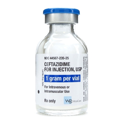 Ceftazidime Injection 1 g/Vial, Single Dose Vial 20 mL, 25/Tray