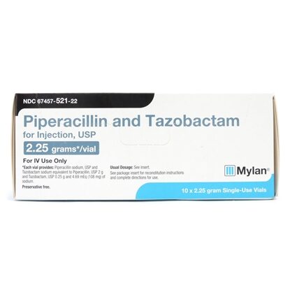 Piperacillin and Tazobactam Injection 2.25 g/Vial, Single Dose Vial 10 mL, 10/Tray