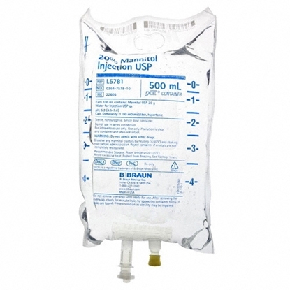 20% Mannitol IV Solution Injection, 500 mL Excel® Bag, Latex/PVC/DEPH-free, 24/Case