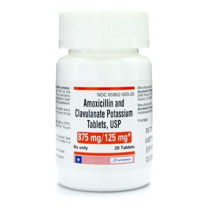 Amoxicillin and Clavulanate Potassium 875/125 mg Tablets, 14 Count