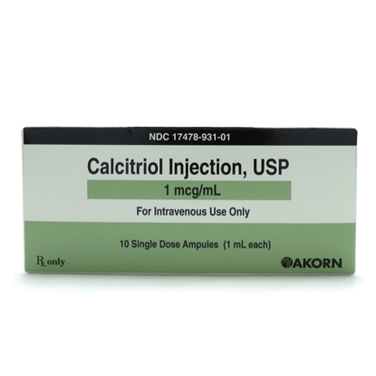 Calcitriol Injection 1 mcg/mL, Single Dose Ampule 1 mL, 10/Tray