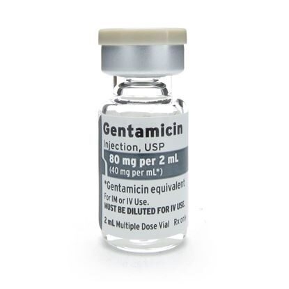 Gentamicin Sulfate, 40mg/mL, MDV, 2mL, 25 Vials/Tray