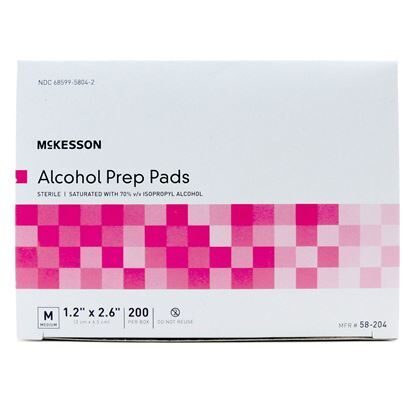Alcohol Prep Pads, Sterile, McKesson, 1.25" x 2.5", Medium, 200/Box