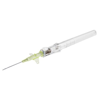 Insyte™ Autoguard™ Blood Control Peripheral IV Catheter, 24G x 3/4" Yellow Winged Hub, With Push-button Shielding, 50/Box