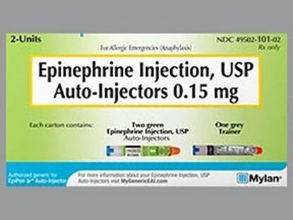 Epinephrine Injection 0.15 mg (Generic for Epipen), Auto-Injector 0.3 mL, 2/Box