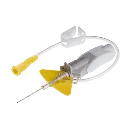 BD Nexiva™ Closed IV Catheter, 24G x 3/4" Yellow Winged Hub With Single Port and Passive Needle-Shielding, 20/Box