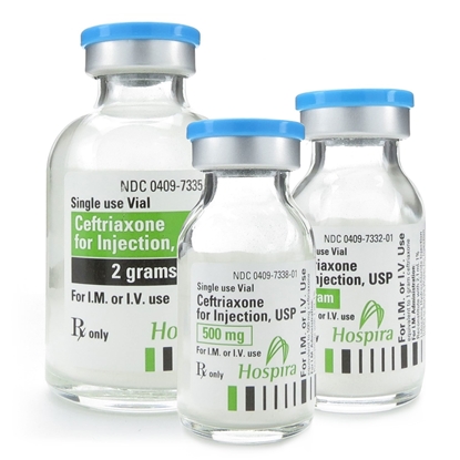 Ceftriaxone Sodium Injection, Single Dose Vial 15 mL, 10/Tray