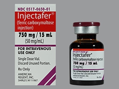 Injectafer® Ferric Carboxymaltose Injection 50 mg/mL, Single Dose Vial 15 mL, Each