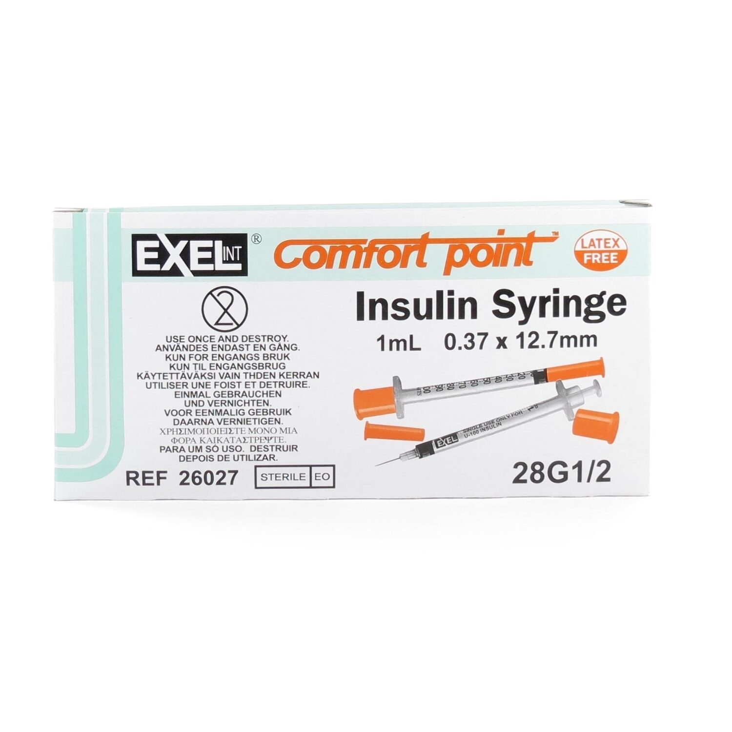 1cc Insulin Syringe, 28Gx 1/2