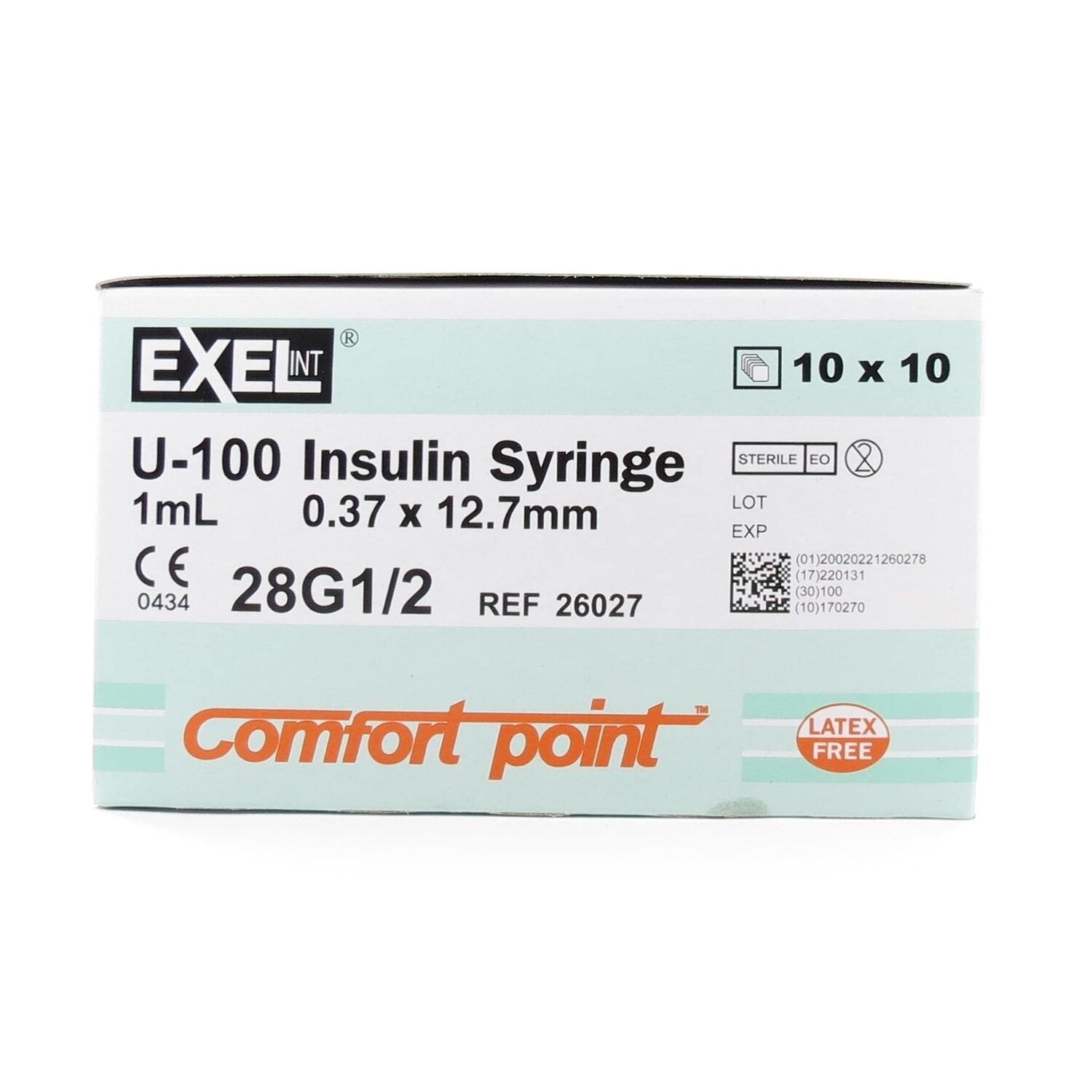 1cc Insulin Syringe, 28Gx 1/2