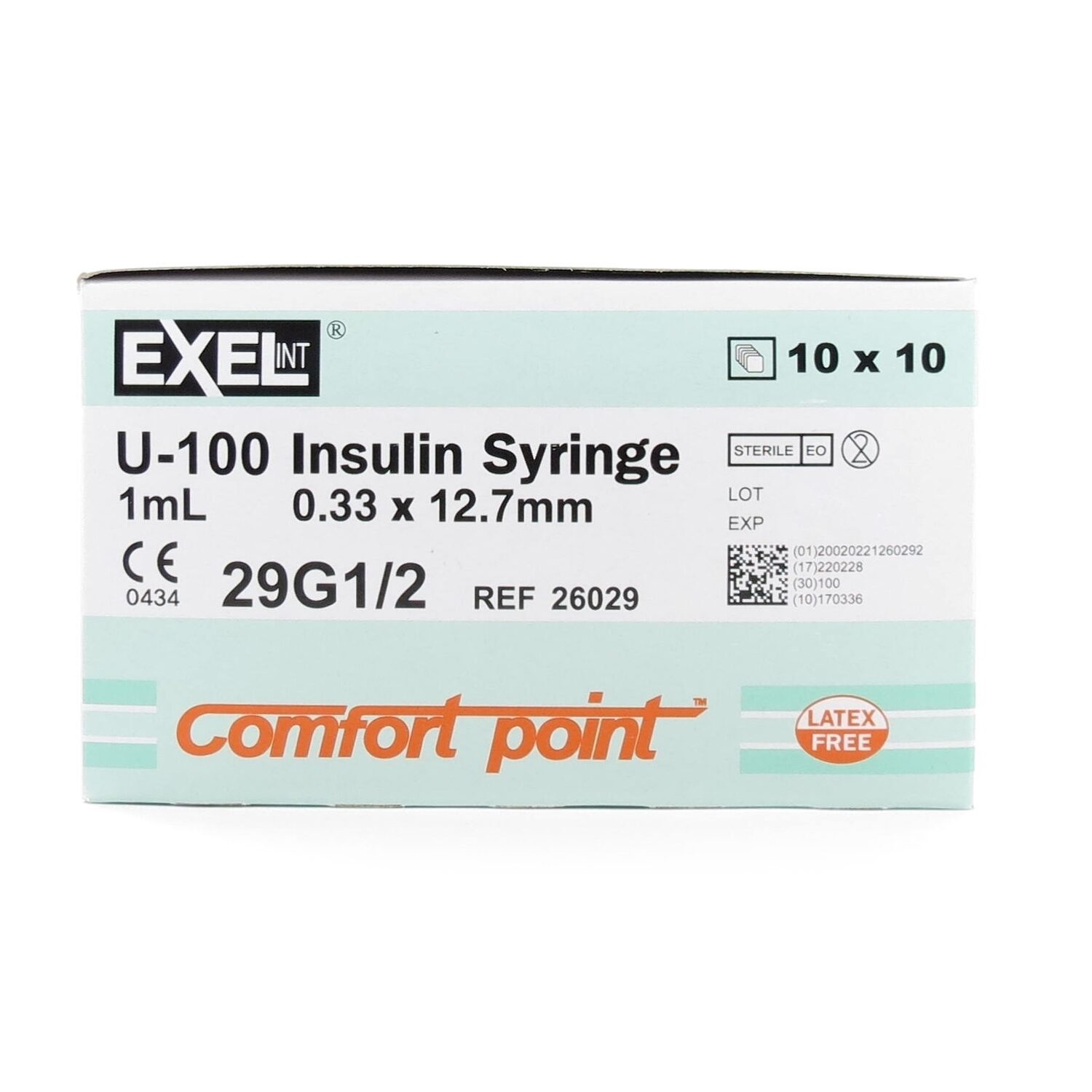 Insulin Syringe Exel Comfort Point 100box Mcguff 