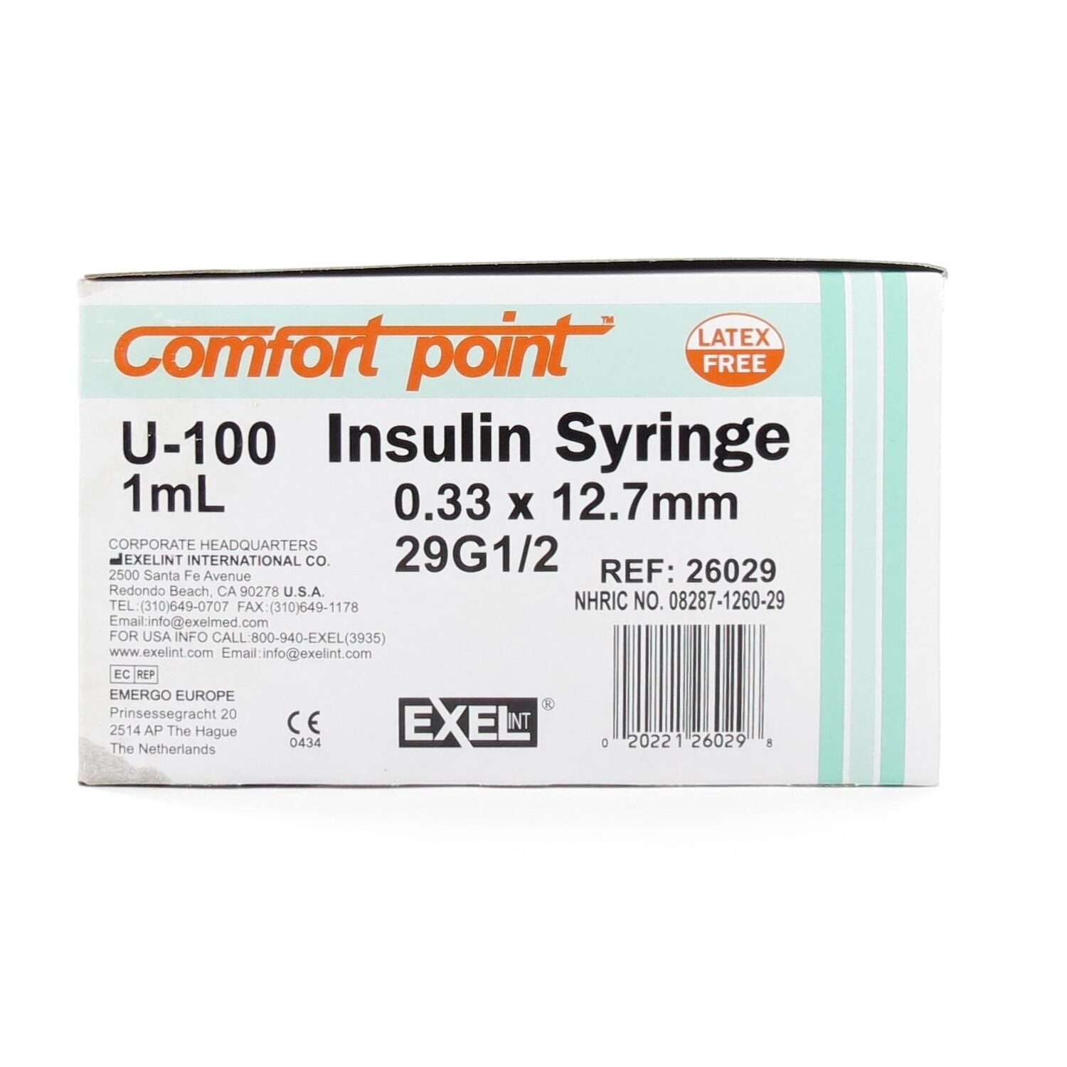 Insulin Syringe Exel Comfort Point 100box Mcguff 