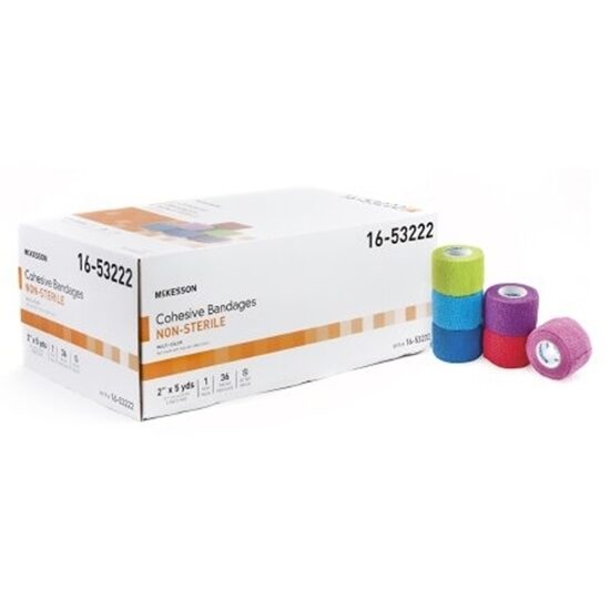 Bandage Cohesive 2 x 5 yards SelfAdherent LatexFree MultiColor 36Box