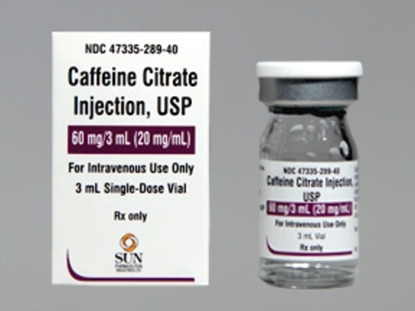 Caffeine Citrate Injection 20 mg/mL, Single Dose Vial 3mL, Each