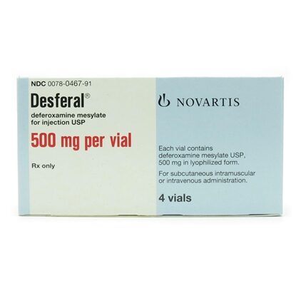 Desferal® Deferoxamine Mesylate Injection 100 mg/mL, Single Dose Vial 5 mL, 4/Tray