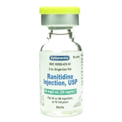 Ranitidine Hydrochloride, 25mg/mL, SDV, 2mL, 10 Vials/Tray