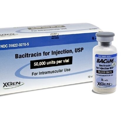 Bacitracin Injection 50000 Units, Multiple Dose Vial, 10/Tray