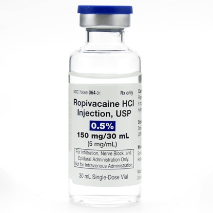 Ropivacaine HCl Injection 0.5%, Single Dose Vial 30 mL, Each