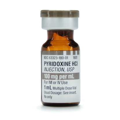 Pyridoxine HCl (Vitamin B6) Injection 100 mg/mL, Multiple Dose Vial 1 mL, Each