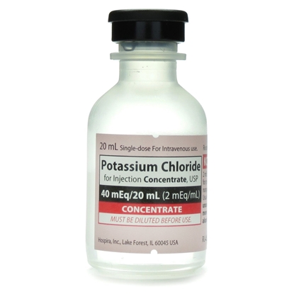 Potassium Chloride Injection 2 mEq/mL, Single Dose Vial 20 mL, Each