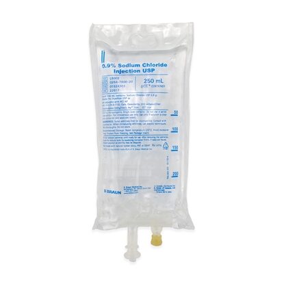 0.9% Sodium Chloride IV Solution Injection, 250 mL Excel® Bag, Latex/PVC/DEPH-free, Each