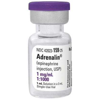 Adrenalin® Epinephrine Injection 1 mg/mL, Single Dose Vial 1 mL, 25/Tray