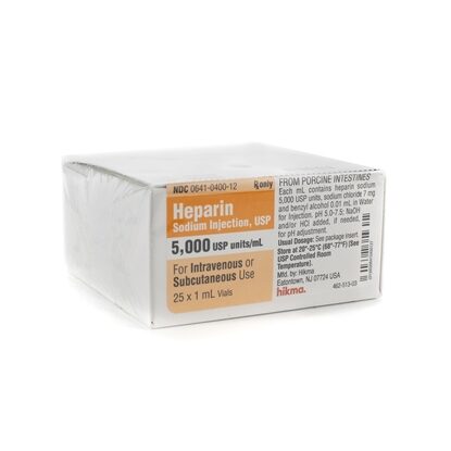 Heparin Sodium Injection 5000 U/mL, Multiple Dose Vial 1 mL, 25/Tray