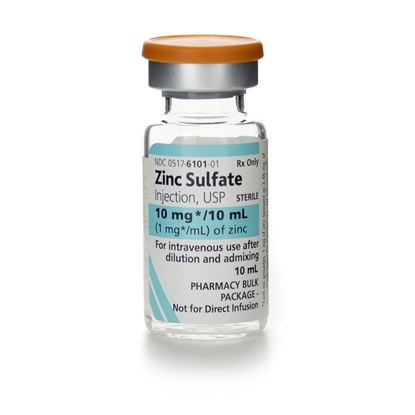 Zinc Sulfate Injection 1mg/mL, Single Dose Vial 10 mL, Each