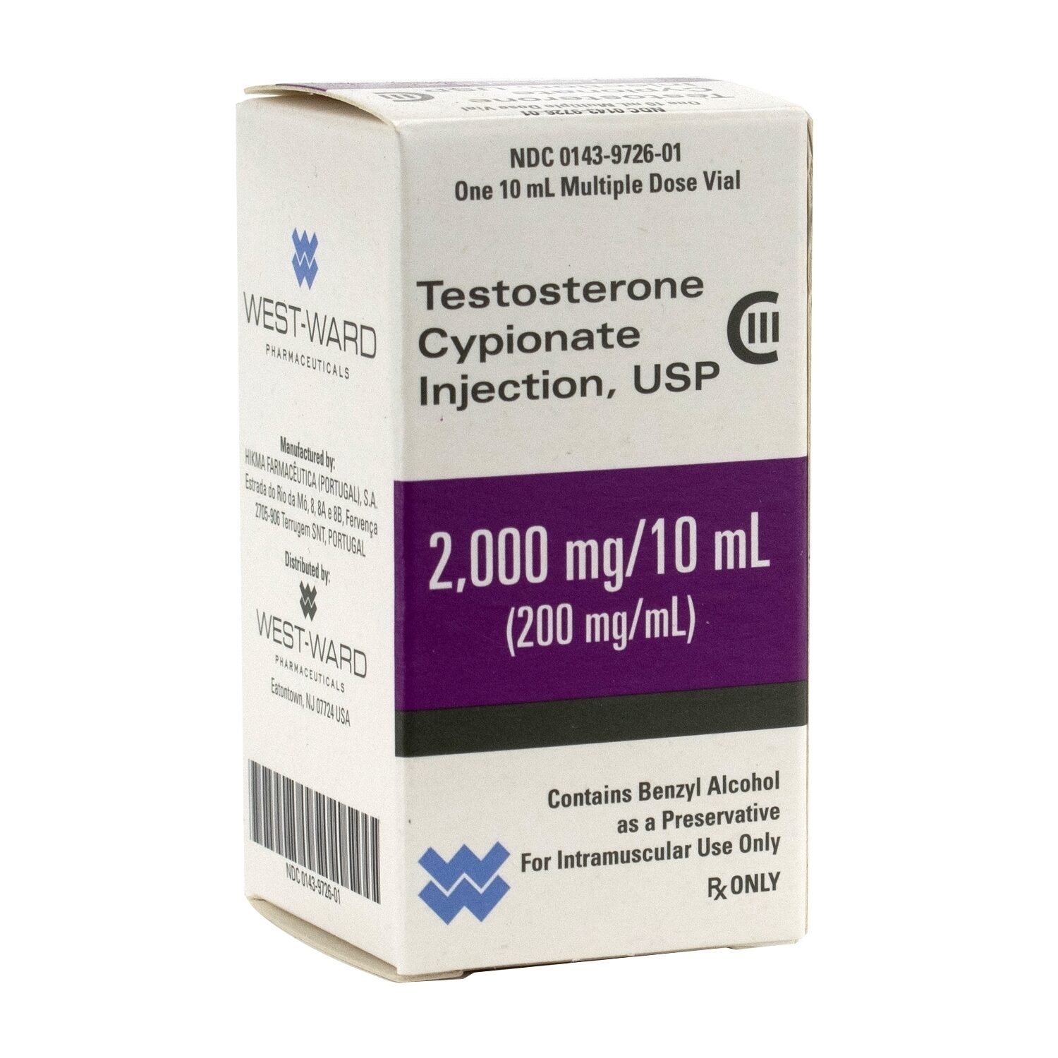 Testosterone Cypionate [c Iii] 200mg Ml Mdv 10ml Vial Mcguff